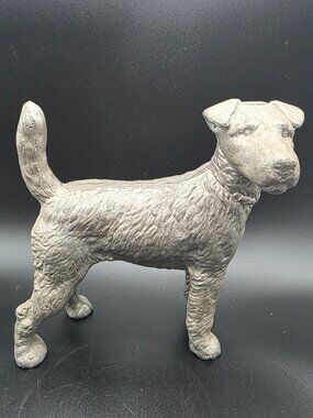 Vintage metal dog detailed figurine silver color 9 inches tall  door stopper